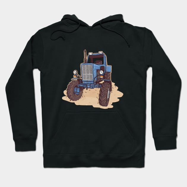 Old blue rusty tractor Hoodie by hyperactive